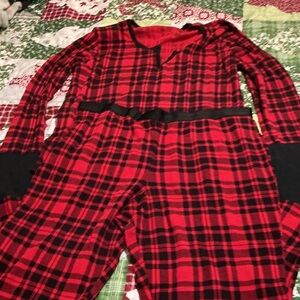 Victoria's Secret Woman’s  Red and Black Plaid Pajama Set